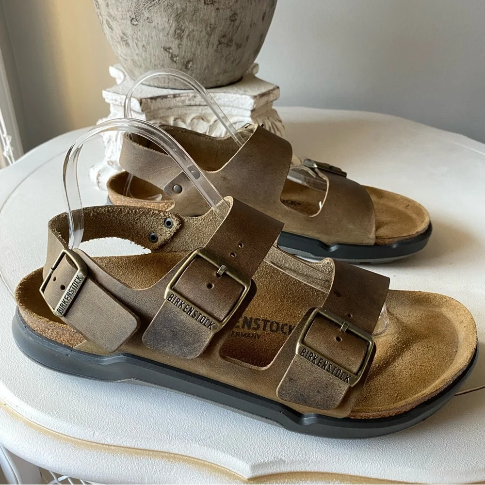 Birkenstock Oiled Leather Sandals Milano‎ Crosstown Shoes Mens 8 Womens 10